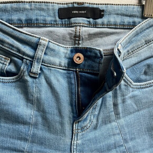Vero Moda Clinton Bootcut flare front slit denim jeans Sz 26 - Picture 7 of 12